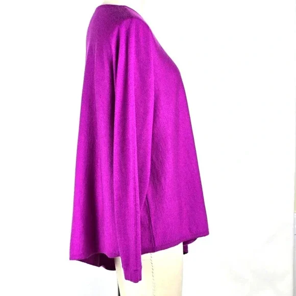 Eileen Fisher 100% Cashmere Soft Lightweight Sweater Top Pink Barbie Women's XS - Picture 3 of 16